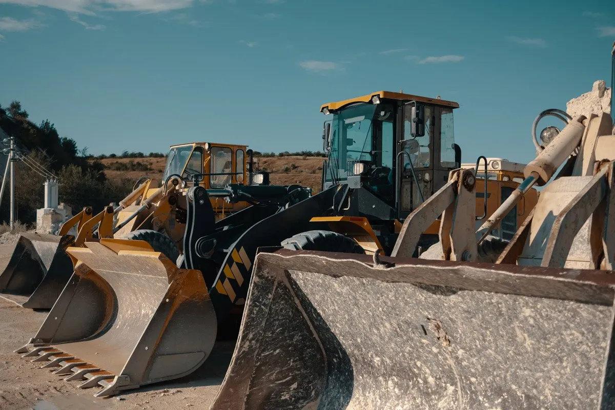 Heavy plant machinery secured for sea freight
